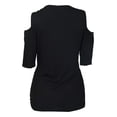 thumbnail image 2 of Plus Size Wrap Bodice Top with Necklace Detail Black, 2 of 3