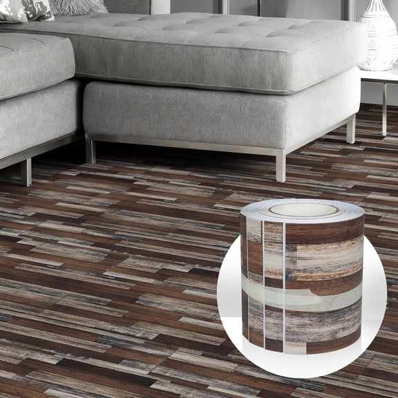Abyssaly Wood Grain Vinyl Peel and Stick Flooring tile 5.9 inch x 35 inch，Covering Area 14.53 Sq.Ft, Self-Adhesive Floor Tile for Kitchen Dinning Room Bedroom Home Decoration.