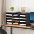 thumbnail image 2 of Countertop Mail Sorter, Wooden Literature Organizer, Student Mailbox for Classroom, Desktop Organizer for Office Home School, 12 Compartments Black, 2 of 16