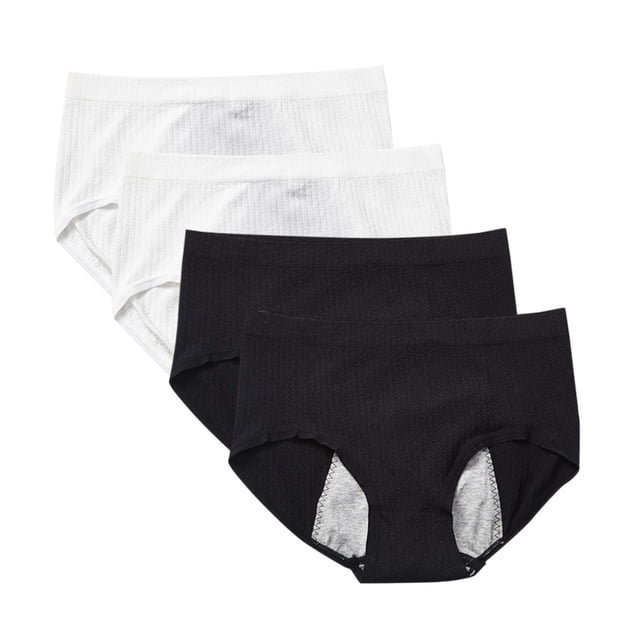 Intimates 4PCWomen's Widened Version Of Three Layer Anti-Side Underwear Midwaist Underwear One Size