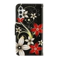 thumbnail image 3 of SaniMore for Samsung Galaxy A14 5G 6.6" 2023 Wallet Case, Color Painting Pattern with Kickstand Card Slots Detachable Wrist Strap Girls Women PU Leather Case Magnetic Clasp, Red Flowers, 3 of 8