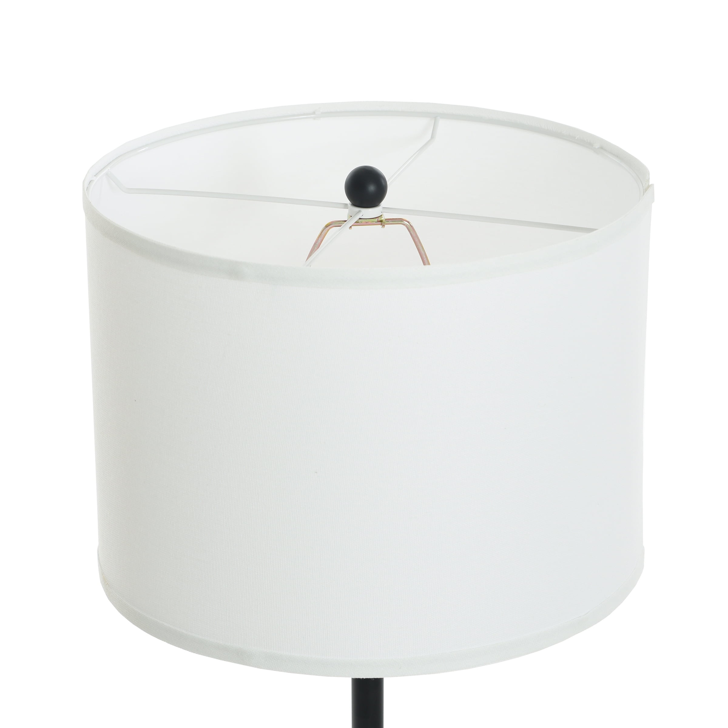Mainstays Glass End Table Floor Lamp with White Shade, Matte Black, 17"L x 17"W x 54"H