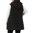 thumbnail image 4 of DARING DIVA Women's Plus Size Long Hooded Zip Up Puffer Vest 1X Black, 4 of 6