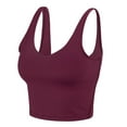 thumbnail image 4 of Natural Uniforms Women’s Longline Wirefree Padded Medium Support Sports Bra (Medium, Burgundy), 4 of 5