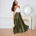 thumbnail image 4 of 2026 Satin Elastic Waisted Maxi Skirt with Pocket A-Line Spring Summer Casual Long Skirts for Women, 4 of 6