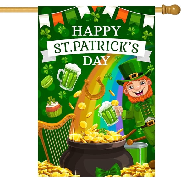 St Patricks Day Garden Flag 28 x 40 Double Sided,Large Happy St.patrick''s Day Outdoor decorations Yard Flags cute st pattys day garden flags