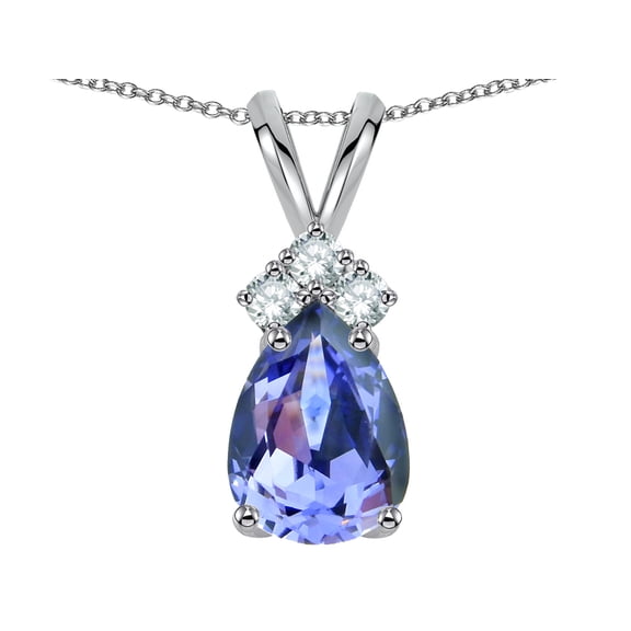 Star K� Pear Shape 8x6mm Genuine Tanzanite Rabbit Ear Pendant Necklace