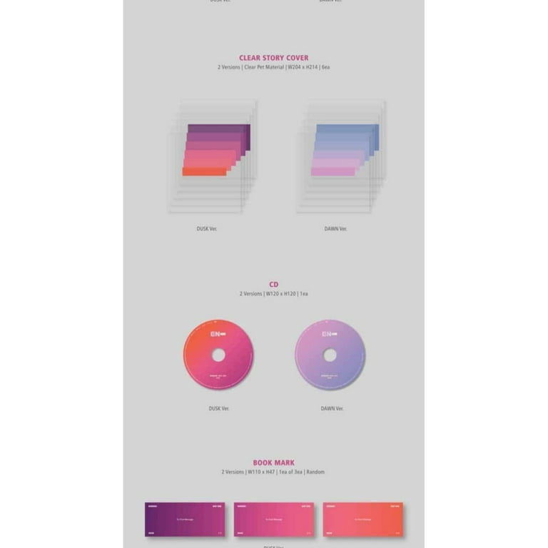 Enhypen Border : Day One 1st Mini Album Dawn Version CD+136p  PhotoBook+Clear Story Cover+1p Bookmark+2p PhotoCard+1p PostCard+Tracking  Sealed
