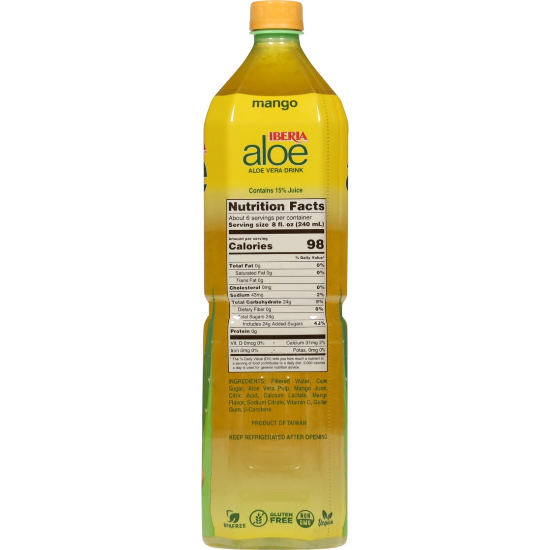 Iberia Mango Aloe Vera Drink with Pure Aloe Pulp 50.8 fl oz
