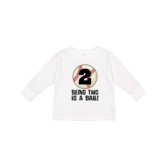 Inktastic 2nd Birthday Baseball 2 Year Old Boy Boys or Girls Long Sleeve Toddler T-Shirt