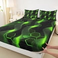 thumbnail image 3 of Castle Fairy Geometric Green Honeycomb Twin Sheet Sets 3pcs for Kids Children Teens,Abstract Swirl Stripes Twin Fitted Sheet Microfiber,Gradient Lines Hexagon Breathable Flat Sheet, 3 of 7