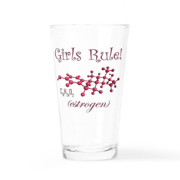 CafePress - Girls Rule Estrogen Shirt - Pint Glass, Drinking Glass, 16 oz. CafePress