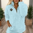 thumbnail image 4 of Fuzzy Sweatshirts for Women 2025 Long Sleeve Half Zip Stand Collared Sweatshirt with Pockets Pullover Tops, 4 of 6