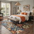 thumbnail image 2 of DEORAB 6x9 Area Rugs Floral Botanical Green Ultra Thin Stain Resistant Washable Non Slip Rug for Living Room, Bedroom, Dining Room, Home Office, 2 of 5