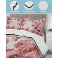 thumbnail image 3 of Quilt King Size Bedding Set, Pink Roses Reversible Summer Quilt 3 Pieces, Spring Floral Elegant Pastoral Butterfly Retro Lightweight Bedspreads Coverlets with 2 Pillow Shams for All Seasons, 3 of 5