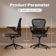 thumbnail image 3 of Ninecer Ergonomic Mesh Office Chair, Mesh Back Office Chair with Flip-up Arms, Swivel Computer Desk Chair with Lumbar Support for Adult, Black, 3 of 8