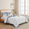 thumbnail image 5 of Twin XL Quilt Set 68''x98'', Blue Eucalyptus Leaves Lightweight Summer Bedspread Coverlet Set with 2 Pillow Shams, Summer Botanical Watercolor Breathable All Season Quilt Bedding for Dorm/Guest Room, 5 of 9