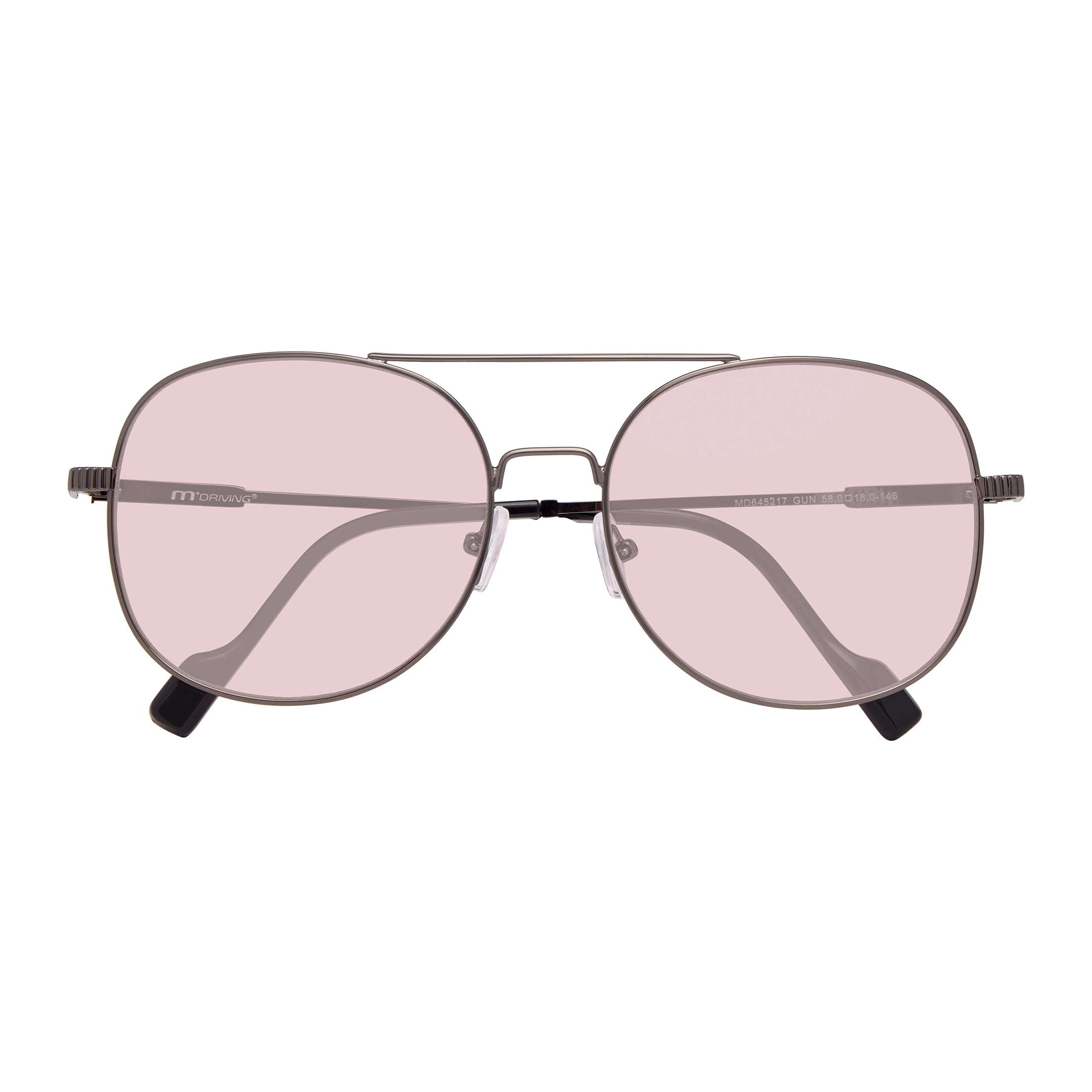 M+ Driving Glasses, Women's Protective Eyewear, MD645217, Metal Frame, Gunmetal, Rose Lenses