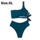 thumbnail image 2 of Traje de baño de dos piezas con lazo de Bikini de cintura alta y un hombro para mujer, traje de baño de bikini sexy de cintura alta para mujer, 2 of 8