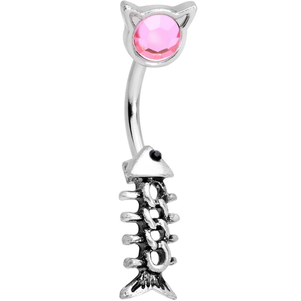 Body Candy 14G Steel Navel Ring Piercing Iridescent Pink Accent Hungry