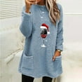 thumbnail image 2 of Lenpel Women's Fuzzy Sweatshirts Oversized Long Sleeve Christmas Graphic Fleece Pullover Sweaters Winter Warm Outwear, 2 of 4