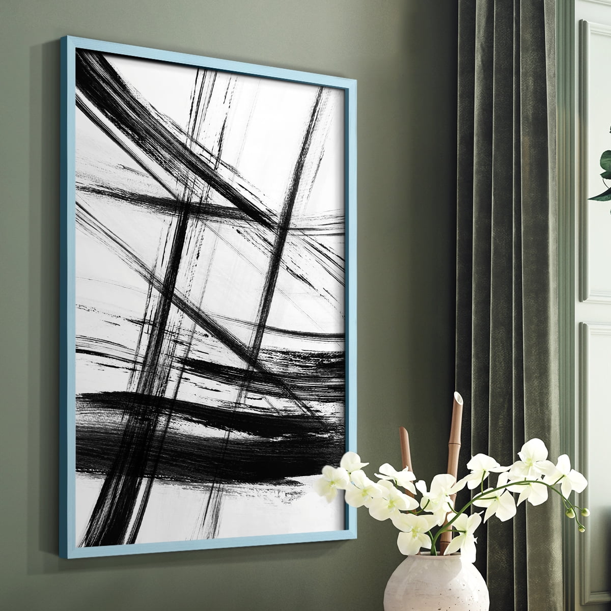 Organic Strokes in Blue Solid Wood 8 x 10 Framed Print
