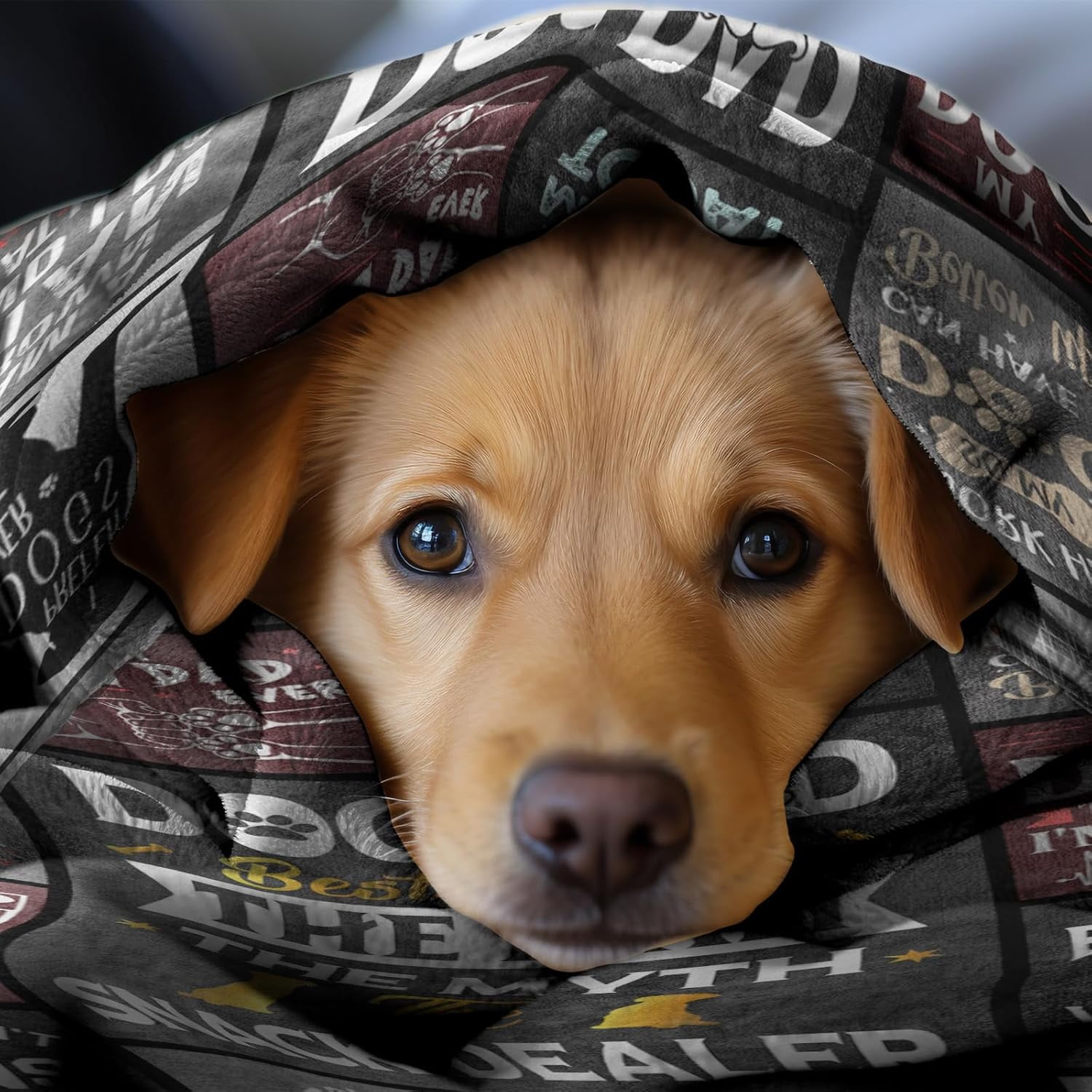 Fathers Day Dog Dad Gifts for Men, Dog Lover Gifts Ideas for Men Throw Blanket 50"X 60", Best Present for Puppy Dads, Present from Puppy to Dad