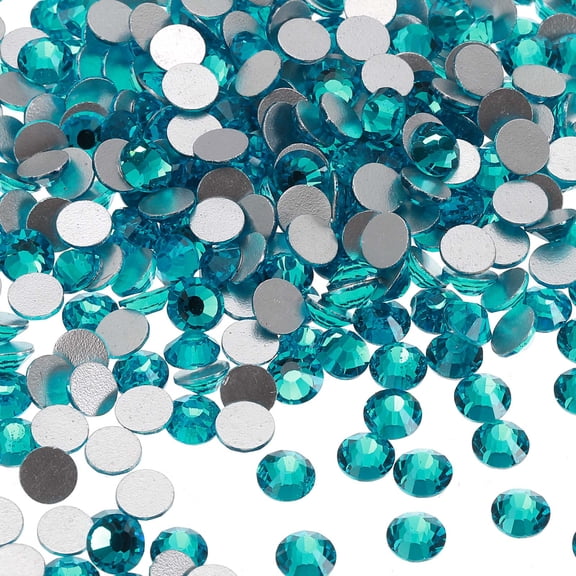 Uxcell SS3 Round Flatback Rhinestones 1.2-1.4mm Crystal Glass Gems Diamonds for DIY Crafts Clothes Shoes Nail Art Decoration, Aquamarine  2880Pcs