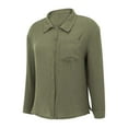 thumbnail image 6 of Godom Womens V Neck Long Sleeve Button Down Blouses Tops Oversize Leisure Shirt, 6 of 6