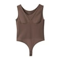 thumbnail image 4 of Gmluru Women Shapewear Bodysuit Solid Color Camisole Seamless Waist Cinching Bodysuit Triangular Coffee S-3XL, 4 of 5