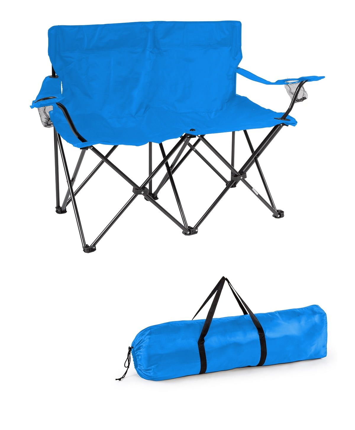 Conversation Camping Steel Quad Chair 2 Seaters Foldable Love Seat Outdoor NEW 