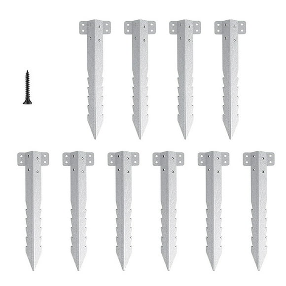 Limorve Sleepers Stakes Heavy Duty Metal Stakes with Screws Fence Post Repair Jagged Stakes for Raised Garden Beds Path Edging 10 pcs