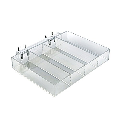 Azar Displays 225544-2pack Four-Compartment Tray for Pegboard/Slatwall (Pack of 2)