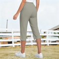 thumbnail image 6 of iHPH7 Quick Dry Workout Cropped Joggers for Women with Zipper Pockets Stretchy Athletic Capri Pants Lightweight Running Yoga Trousers Gym Activewear Khaki L, 6 of 7