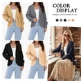 thumbnail image 6 of Asklazy Women's Loose Knit Lantern Seleeve Ribbed Sweater Open Front Caridigan,Navy,L, 6 of 8