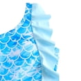 thumbnail image 5 of Bobifish Tween Girls Swimsuit UPF 50+ One Shoulder Big Ruffle Waist Cutout Iridescent Scale Print One Piece Summer Beach Bathing Suit, 5 of 8