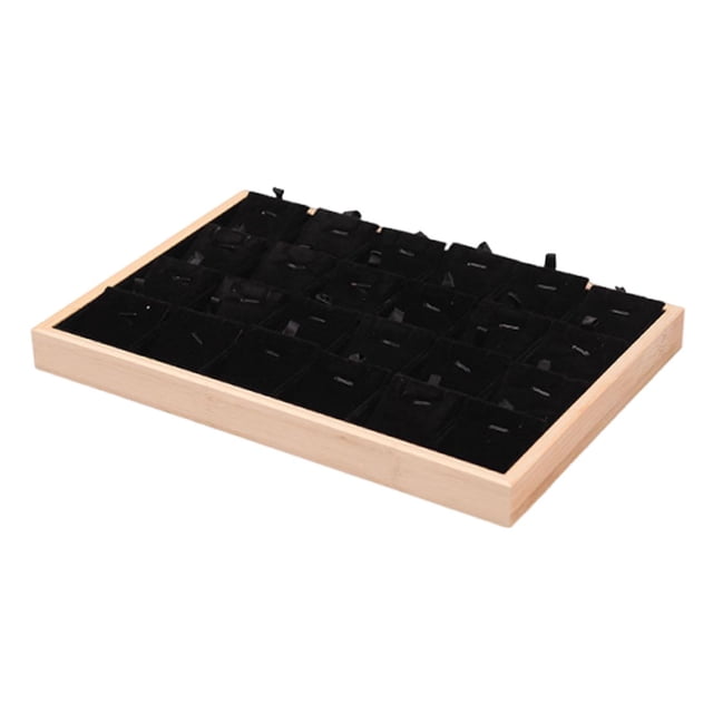 Estuche organizador de joyas multiusos para anillos con 24 compartimentos individuales y portátil. Negro