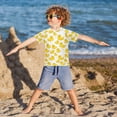 thumbnail image 3 of FORMRS Boys Rash Guard Short Sleeves Swim Shirt Quick Dry UPF 50+ Sun Protection, Sizes 3-12T, Yellow Rubber Ducks, 3 of 6