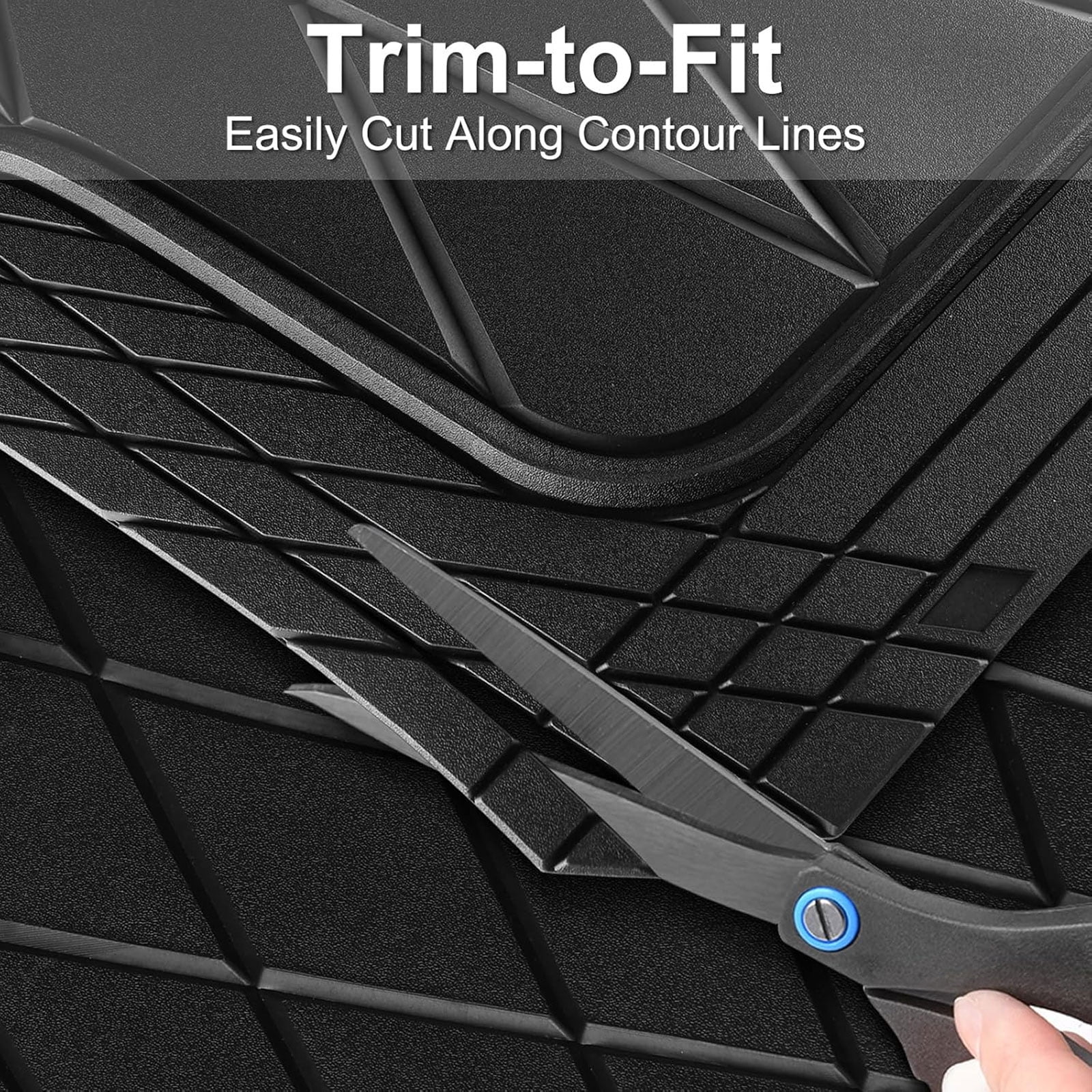 CAR GRAND premium heavy duty rubble car floor mats deep dish all weather waterproof easy clean universal trim fit sedan SUV Van Truck all black