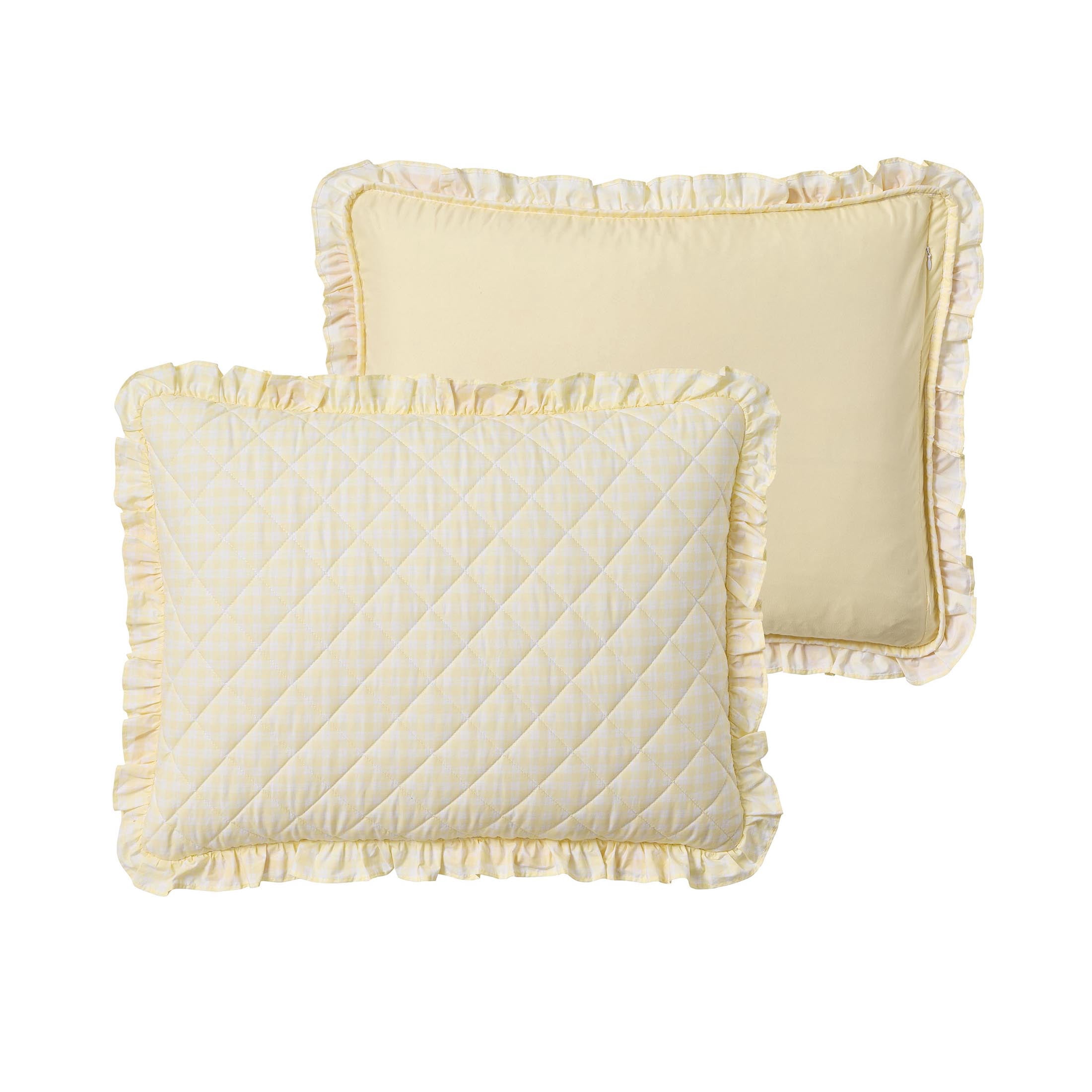 My Texas House Gingham Ruffle 3-Piece Yellow Adult Quilt Set, King