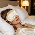 thumbnail image 4 of Krdevn Ruffled Satin Sleep Eye Mask Elastic Band Soft Breathable Light Blocking Comfort Blindfold Travel Airplane Nap Bedroom Overnight Stress Relief Sleep Aid Accessory, 4 of 6