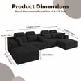 thumbnail image 3 of FFH 145.7" Modular Sectional Sofa with Double Chaise Lounge, U Shaped Cloud Couch with Cup Holders, Storage Console for Living Room, Home Theater, Corduroy Black, 3 of 9
