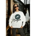 thumbnail image 6 of Women's Gameday Couture  White Philadelphia Eagles Script Logo Oversized Premium Fleece Pullover Sweatshirt, 6 of 7