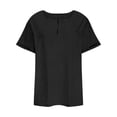 thumbnail image 4 of Summer Fashion Shirts for Womens Plus Size Solid Color V- Neck Short Sleeve Blouses, 4 of 5