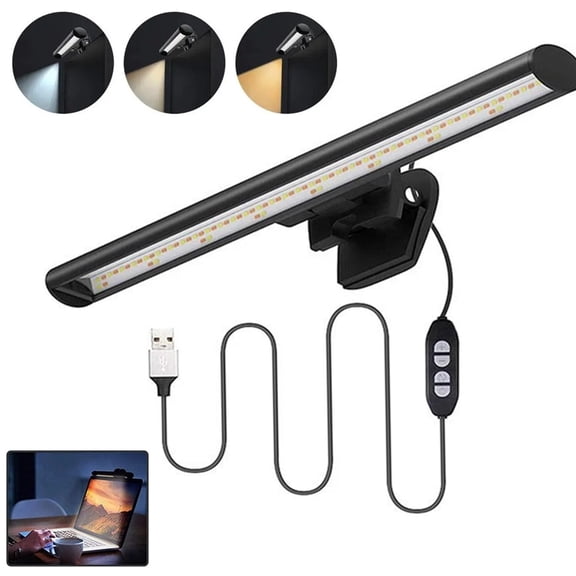 LED Monitor Light Bar USB Powered Adjustable Laptop Screen Lamp Clip On Computer Monitor Desk Light Eye Care Anti Glare Non Flicker Reading Light for Office Home Study Gaming Workspace