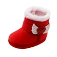 thumbnail image 3 of Juebong Baby Fleece Booties Infant Newborn Girls Boys Non-Slip First Walkers Winter Warm Shoes Red,12-18 Months, 3 of 7