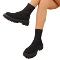 thumbnail image 4 of Tawop Boots for Women Chunky Low Heel Thick Sole Fall Black Boots, 4 of 9