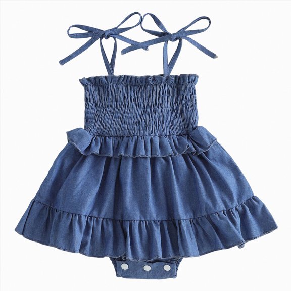 NIEWTR Infant Baby Girl Floral Ruffle Short Sleeve Romper Set Cute Summer Outfit for Newborn 0-18M(Blue,0-3 Months)