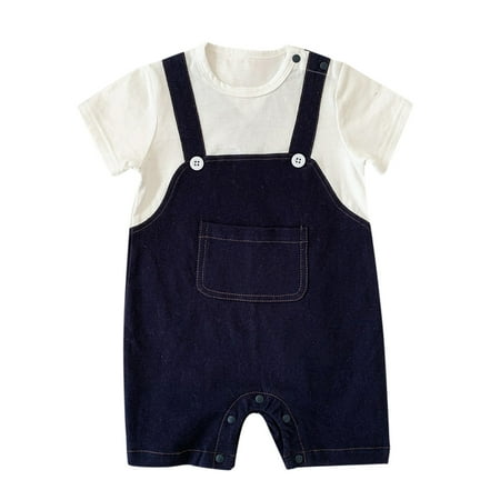

Hunpta Infant Newborn Baby Boys Girls Short Sleeve Patchwork Romper Bodysuit Outfit Clothes