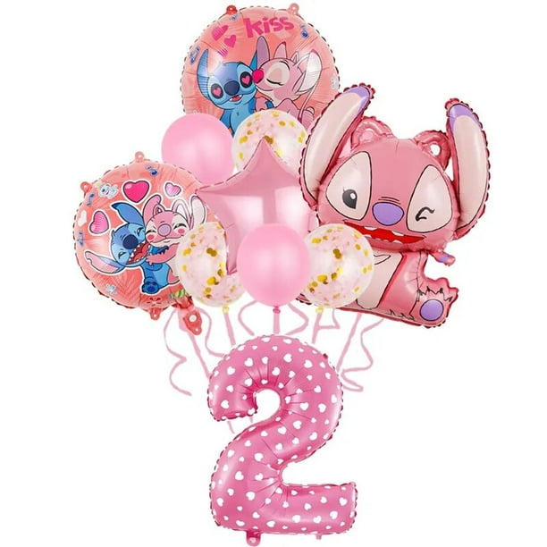 Disney-Decoraciones de Lilo & Stitch para fiesta de cumpleaños, plato de papel de Ángel rosa para Baby Shower, decoración de globos, suministros de vajilla